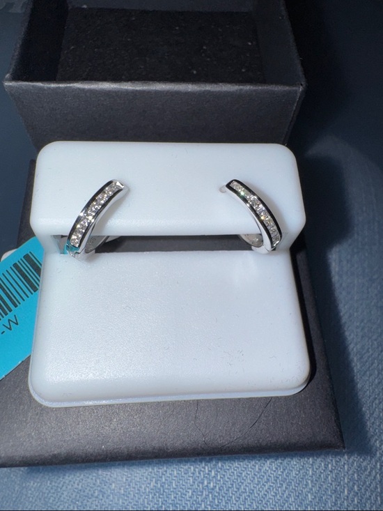 Jewelry - Sterling Silver Moissanite Hoop Earrings - Silver